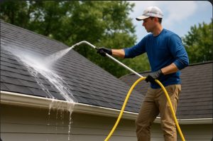 AI generated showing roof cleaner