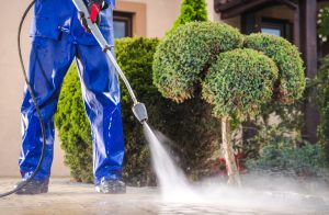 Power washing driveway